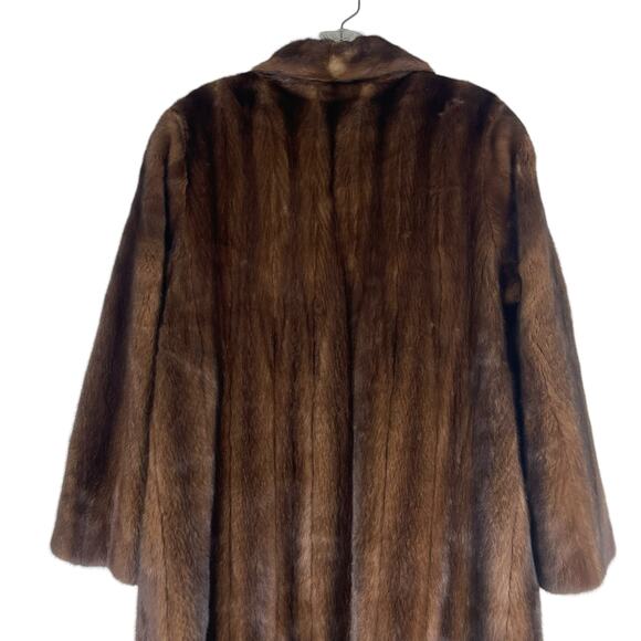 Vintage Nafia Real Mink Fur Long Coat Full Length Brown Size 8 - Picture 9 of 12